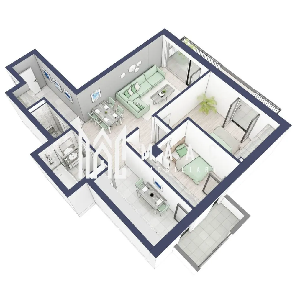 Apartament 3 camere | Balcoane 16.1 mp | Etaj 2 | Turnisor - MAAC Imobiliare are plăcerea de a vă prezenta o oportunitate excepțională de a achiziționa un apartament modern, situat la etajul 2, cu o suprafață totală de 86.3 m², amplasat în noul ansamblu rezidențial GreenHill, zona Turnișor. Acest ansamblu rezidențial, cu intabularea în vara 2026, oferă locuințe de înaltă calitate și facilități premium, proiectate pentru a satisface cele mai exigente cerințe. Detalii Apartament: Suprafața Totală: 86.3 m² Compartimentare: Bucatarie - 8,9 m² Living - 25,7 m² Dormitor - 12,6 m² Dormitor 2 - 8,7 m² Baie - 4,7 m² Baie 2 (WC) - 2,0 m² Hol - 5,8 m² Sas - 1,8 m² Suprafata balcon - 11,7 + 4,4 m² Caracteristici și Dotări: Cu 19% TVA: € € 154.581 Apartamentul se vinde în stadiul de "la alb". Facilități Premium: Boxă la subsol: Spațiu suplimentar de depozitare pentru confortul dvs. Rulouri electrice la dormitoare: Confort sporit și intimitate. Încălzire în pardoseală: Eficiență termică și confort maxim. Lift: Acces facil și rapid la etaje. Terasa: Spațiu exterior generos pentru relaxare. Baie cu cadă: Design modern și funcționalitate. Descriere Ansamblu Rezidențial GreenHill este un ansamblu rezidențial de lux, situat într-o zonă liniștită și accesibilă din Turnișor. Proiectul a fost conceput pentru a oferi locatarilor un stil de viață modern și confortabil, punând accent pe calitate, design și funcționalitate. Cu o gamă variată de facilități și dotări premium, GreenHill reprezintă alegerea ideală pentru cei care doresc să se bucure de un cămin primitor și elegant. Apartamentele vor fi intabulate in vara 2026 si se vor preda in toamna anului 2026. Pentru Mai Multe Informații și Vizionări Nu ratați ocazia de a deveni proprietarul acestui apartament deosebit! Pentru mai multe detalii și programări pentru vizionări, vă rugăm să contactați agenții noștri de la MAAC Imobiliare. Suntem aici pentru a vă oferi toate informațiile de care aveți nevoie și pentru a vă ghida în procesul de achiziție. Pentru mai multe detalii, precizati telefonic ca ati vizionat anuntul cu ID: CP2287138. MAAC Imobiliare - Partenerul Dumneavoastră de Încredere în Imobiliare. }}