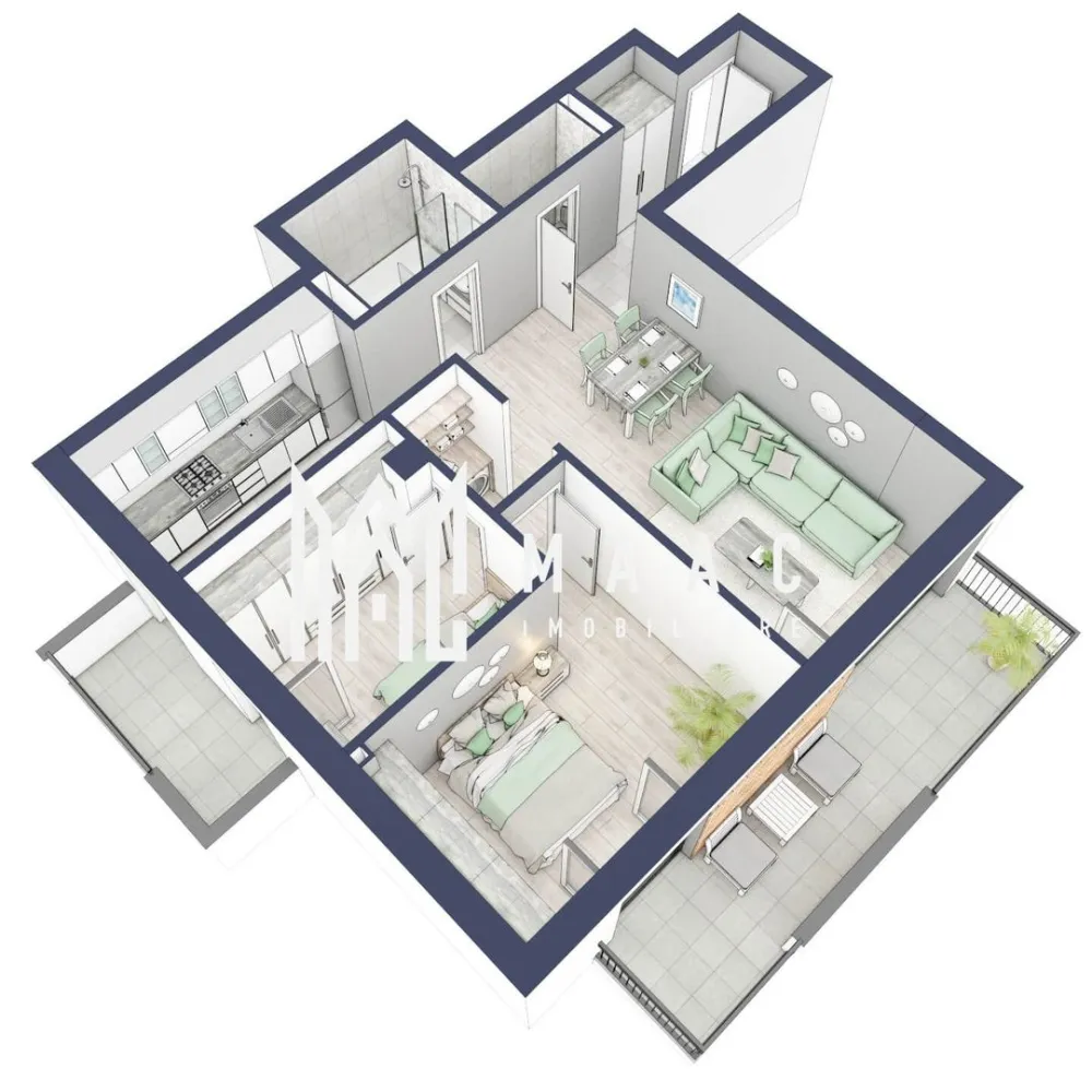 Apartament 3 camere | Balcoane 16.1 mp | Etaj 2 | Turnisor - MAAC Imobiliare are plăcerea de a vă prezenta o oportunitate excepțională de a achiziționa un apartament modern, situat la etajul 2, cu o suprafață totală de 86.3 m², amplasat în noul ansamblu rezidențial GreenHill, zona Turnișor. Acest ansamblu rezidențial, cu intabularea în vara 2026, oferă locuințe de înaltă calitate și facilități premium, proiectate pentru a satisface cele mai exigente cerințe. Detalii Apartament: Suprafața Totală: 86.3 m² Compartimentare: Bucatarie - 8,9 m² Living - 25,7 m² Dormitor - 12,6 m² Dormitor 2 - 8,7 m² Baie - 4,7 m² Baie 2 (WC) - 2,0 m² Hol - 5,8 m² Sas - 1,8 m² Suprafata balcon - 11,7 + 4,4 m² Caracteristici și Dotări: Cu 19% TVA: € € 154.581 Apartamentul se vinde în stadiul de "la alb". Facilități Premium: Boxă la subsol: Spațiu suplimentar de depozitare pentru confortul dvs. Rulouri electrice la dormitoare: Confort sporit și intimitate. Încălzire în pardoseală: Eficiență termică și confort maxim. Lift: Acces facil și rapid la etaje. Terasa: Spațiu exterior generos pentru relaxare. Baie cu cadă: Design modern și funcționalitate. Descriere Ansamblu Rezidențial GreenHill este un ansamblu rezidențial de lux, situat într-o zonă liniștită și accesibilă din Turnișor. Proiectul a fost conceput pentru a oferi locatarilor un stil de viață modern și confortabil, punând accent pe calitate, design și funcționalitate. Cu o gamă variată de facilități și dotări premium, GreenHill reprezintă alegerea ideală pentru cei care doresc să se bucure de un cămin primitor și elegant. Apartamentele vor fi intabulate in vara 2026 si se vor preda in toamna anului 2026. Pentru Mai Multe Informații și Vizionări Nu ratați ocazia de a deveni proprietarul acestui apartament deosebit! Pentru mai multe detalii și programări pentru vizionări, vă rugăm să contactați agenții noștri de la MAAC Imobiliare. Suntem aici pentru a vă oferi toate informațiile de care aveți nevoie și pentru a vă ghida în procesul de achiziție. Pentru mai multe detalii, precizati telefonic ca ati vizionat anuntul cu ID: CP2287138. MAAC Imobiliare - Partenerul Dumneavoastră de Încredere în Imobiliare. }}