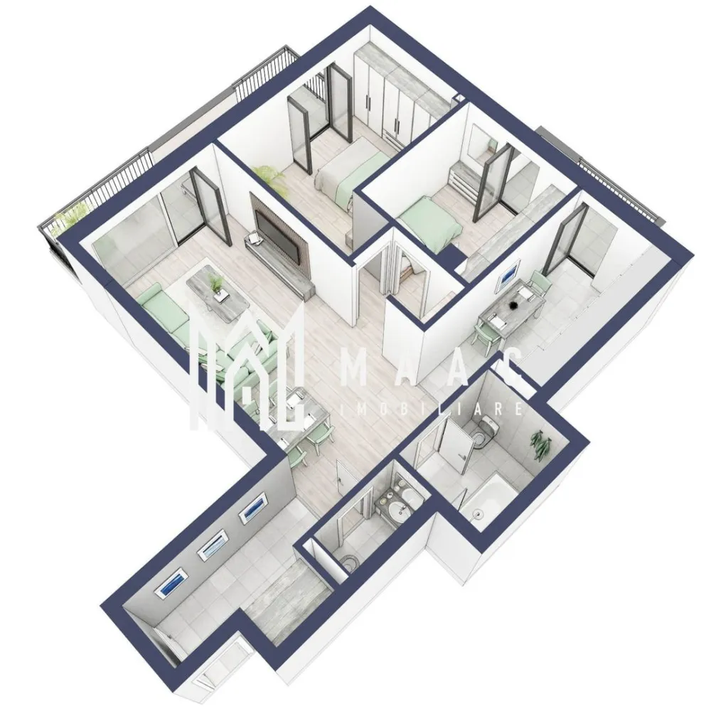 Apartament 3 camere | Balcoane 16.1 mp | Etaj 2 | Turnisor - MAAC Imobiliare are plăcerea de a vă prezenta o oportunitate excepțională de a achiziționa un apartament modern, situat la etajul 2, cu o suprafață totală de 86.3 m², amplasat în noul ansamblu rezidențial GreenHill, zona Turnișor. Acest ansamblu rezidențial, cu intabularea în vara 2026, oferă locuințe de înaltă calitate și facilități premium, proiectate pentru a satisface cele mai exigente cerințe. Detalii Apartament: Suprafața Totală: 86.3 m² Compartimentare: Bucatarie - 8,9 m² Living - 25,7 m² Dormitor - 12,6 m² Dormitor 2 - 8,7 m² Baie - 4,7 m² Baie 2 (WC) - 2,0 m² Hol - 5,8 m² Sas - 1,8 m² Suprafata balcon - 11,7 + 4,4 m² Caracteristici și Dotări: Cu 19% TVA: € € 154.581 Apartamentul se vinde în stadiul de "la alb". Facilități Premium: Boxă la subsol: Spațiu suplimentar de depozitare pentru confortul dvs. Rulouri electrice la dormitoare: Confort sporit și intimitate. Încălzire în pardoseală: Eficiență termică și confort maxim. Lift: Acces facil și rapid la etaje. Terasa: Spațiu exterior generos pentru relaxare. Baie cu cadă: Design modern și funcționalitate. Descriere Ansamblu Rezidențial GreenHill este un ansamblu rezidențial de lux, situat într-o zonă liniștită și accesibilă din Turnișor. Proiectul a fost conceput pentru a oferi locatarilor un stil de viață modern și confortabil, punând accent pe calitate, design și funcționalitate. Cu o gamă variată de facilități și dotări premium, GreenHill reprezintă alegerea ideală pentru cei care doresc să se bucure de un cămin primitor și elegant. Apartamentele vor fi intabulate in vara 2026 si se vor preda in toamna anului 2026. Pentru Mai Multe Informații și Vizionări Nu ratați ocazia de a deveni proprietarul acestui apartament deosebit! Pentru mai multe detalii și programări pentru vizionări, vă rugăm să contactați agenții noștri de la MAAC Imobiliare. Suntem aici pentru a vă oferi toate informațiile de care aveți nevoie și pentru a vă ghida în procesul de achiziție. Pentru mai multe detalii, precizati telefonic ca ati vizionat anuntul cu ID: CP2287138. MAAC Imobiliare - Partenerul Dumneavoastră de Încredere în Imobiliare. }}