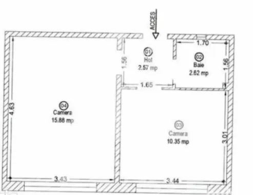 Apartament cu 1 camera, de vanzare, zona Buziaslui, Timisoara