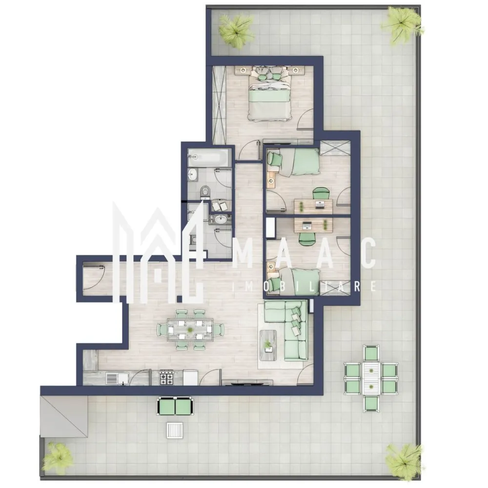 Penthouse 3 camere | Etaj 4 | Balcon 107.2 mp | Turnisor - MAAC Imobiliare are plăcerea de a vă prezenta o oportunitate excepțională de a achiziționa un apartament modern, situat la etajul 4, cu o suprafață totală de 188.3 m², amplasat în noul ansamblu rezidențial GreenHill, zona Turnișor. Acest ansamblu rezidențial, cu finalizare în 2025, oferă locuințe de înaltă calitate și facilități premium, proiectate pentru a satisface cele mai exigente cerințe. Detalii Apartament: Suprafața Totală: 188.3 m² Compartimentare: Bucatarie + Living - 39,6 m² Dormitor - 13,4 m² Dormitor 2 - 13 m² Baie - 3,9 m² Baie 2 (WC) - 3,5 m² Hol - 7,7 m² Suprafata balcon - 107,2 m² Caracteristici și Dotări: Preț cu TVA 21% inclus: € 238.975 Apartamentul se vinde în stadiul de "la alb avansat". Facilități Premium: Boxă la subsol: Spațiu suplimentar de depozitare pentru confortul dvs. Rulouri electrice la dormitoare: Confort sporit și intimitate. Încălzire în pardoseală: Eficiență termică și confort maxim. Lift: Acces facil și rapid la etaje. Terasa: Spațiu exterior generos pentru relaxare. Baie cu cadă: Design modern și funcționalitate. Descriere Ansamblu Rezidențial: GreenHill este un ansamblu rezidențial de lux, situat într-o zonă liniștită și accesibilă din Turnișor. Proiectul a fost conceput pentru a oferi locatarilor un stil de viață modern și confortabil, punând accent pe calitate, design și funcționalitate. Cu o gamă variată de facilități și dotări premium, GreenHill reprezintă alegerea ideală pentru cei care doresc să se bucure de un cămin primitor și elegant. Apartamentele vor fi intabulate in toamna 2025 si se vor preda in toamna anului 2025. Pentru Mai Multe Informații și Vizionări Nu ratați ocazia de a deveni proprietarul acestui apartament deosebit! Pentru mai multe detalii și programări pentru vizionări, vă rugăm să contactați agenții noștri de la MAAC Imobiliare. Suntem aici pentru a vă oferi toate informațiile de care aveți nevoie și pentru a vă ghida în procesul de achiziție. Pentru mai multe detalii, precizati telefonic ca ati vizionat anuntul cu ID: CP2199225. MAAC Imobiliare - Partenerul Dumneavoastră de Încredere în Imobiliare. }}