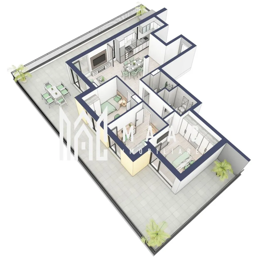 Penthouse 3 camere | Etaj 4 | Balcon 107.2 mp | Turnisor - MAAC Imobiliare are plăcerea de a vă prezenta o oportunitate excepțională de a achiziționa un apartament modern, situat la etajul 4, cu o suprafață totală de 188.3 m², amplasat în noul ansamblu rezidențial GreenHill, zona Turnișor. Acest ansamblu rezidențial, cu finalizare în 2025, oferă locuințe de înaltă calitate și facilități premium, proiectate pentru a satisface cele mai exigente cerințe. Detalii Apartament: Suprafața Totală: 188.3 m² Compartimentare: Bucatarie + Living - 39,6 m² Dormitor - 13,4 m² Dormitor 2 - 13 m² Baie - 3,9 m² Baie 2 (WC) - 3,5 m² Hol - 7,7 m² Suprafata balcon - 107,2 m² Caracteristici și Dotări: Preț cu TVA 21% inclus: € 238.975 Apartamentul se vinde în stadiul de "la alb avansat". Facilități Premium: Boxă la subsol: Spațiu suplimentar de depozitare pentru confortul dvs. Rulouri electrice la dormitoare: Confort sporit și intimitate. Încălzire în pardoseală: Eficiență termică și confort maxim. Lift: Acces facil și rapid la etaje. Terasa: Spațiu exterior generos pentru relaxare. Baie cu cadă: Design modern și funcționalitate. Descriere Ansamblu Rezidențial: GreenHill este un ansamblu rezidențial de lux, situat într-o zonă liniștită și accesibilă din Turnișor. Proiectul a fost conceput pentru a oferi locatarilor un stil de viață modern și confortabil, punând accent pe calitate, design și funcționalitate. Cu o gamă variată de facilități și dotări premium, GreenHill reprezintă alegerea ideală pentru cei care doresc să se bucure de un cămin primitor și elegant. Apartamentele vor fi intabulate in toamna 2025 si se vor preda in toamna anului 2025. Pentru Mai Multe Informații și Vizionări Nu ratați ocazia de a deveni proprietarul acestui apartament deosebit! Pentru mai multe detalii și programări pentru vizionări, vă rugăm să contactați agenții noștri de la MAAC Imobiliare. Suntem aici pentru a vă oferi toate informațiile de care aveți nevoie și pentru a vă ghida în procesul de achiziție. Pentru mai multe detalii, precizati telefonic ca ati vizionat anuntul cu ID: CP2199225. MAAC Imobiliare - Partenerul Dumneavoastră de Încredere în Imobiliare. }}