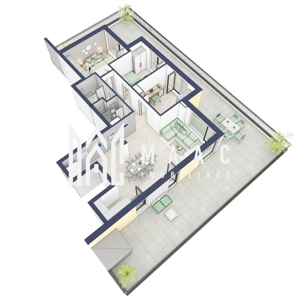 Penthouse 3 camere | Etaj 4 | Balcon 107.2 mp | Turnisor - MAAC Imobiliare are plăcerea de a vă prezenta o oportunitate excepțională de a achiziționa un apartament modern, situat la etajul 4, cu o suprafață totală de 188.3 m², amplasat în noul ansamblu rezidențial GreenHill, zona Turnișor. Acest ansamblu rezidențial, cu finalizare în 2025, oferă locuințe de înaltă calitate și facilități premium, proiectate pentru a satisface cele mai exigente cerințe. Detalii Apartament: Suprafața Totală: 188.3 m² Compartimentare: Bucatarie + Living - 39,6 m² Dormitor - 13,4 m² Dormitor 2 - 13 m² Baie - 3,9 m² Baie 2 (WC) - 3,5 m² Hol - 7,7 m² Suprafata balcon - 107,2 m² Caracteristici și Dotări: Preț cu TVA 21% inclus: € 238.975 Apartamentul se vinde în stadiul de "la alb avansat". Facilități Premium: Boxă la subsol: Spațiu suplimentar de depozitare pentru confortul dvs. Rulouri electrice la dormitoare: Confort sporit și intimitate. Încălzire în pardoseală: Eficiență termică și confort maxim. Lift: Acces facil și rapid la etaje. Terasa: Spațiu exterior generos pentru relaxare. Baie cu cadă: Design modern și funcționalitate. Descriere Ansamblu Rezidențial: GreenHill este un ansamblu rezidențial de lux, situat într-o zonă liniștită și accesibilă din Turnișor. Proiectul a fost conceput pentru a oferi locatarilor un stil de viață modern și confortabil, punând accent pe calitate, design și funcționalitate. Cu o gamă variată de facilități și dotări premium, GreenHill reprezintă alegerea ideală pentru cei care doresc să se bucure de un cămin primitor și elegant. Apartamentele vor fi intabulate in toamna 2025 si se vor preda in toamna anului 2025. Pentru Mai Multe Informații și Vizionări Nu ratați ocazia de a deveni proprietarul acestui apartament deosebit! Pentru mai multe detalii și programări pentru vizionări, vă rugăm să contactați agenții noștri de la MAAC Imobiliare. Suntem aici pentru a vă oferi toate informațiile de care aveți nevoie și pentru a vă ghida în procesul de achiziție. Pentru mai multe detalii, precizati telefonic ca ati vizionat anuntul cu ID: CP2199225. MAAC Imobiliare - Partenerul Dumneavoastră de Încredere în Imobiliare. }}