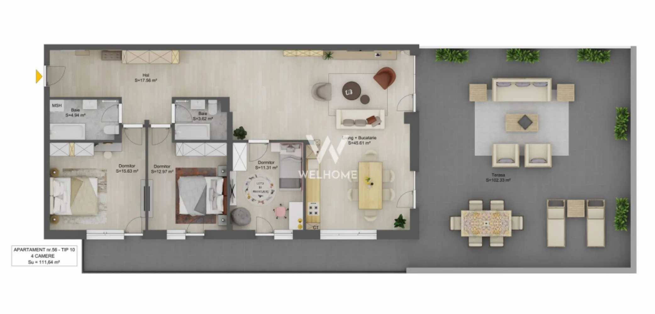 Penthouse 4 camere - terasa 102 mp - Sibiu