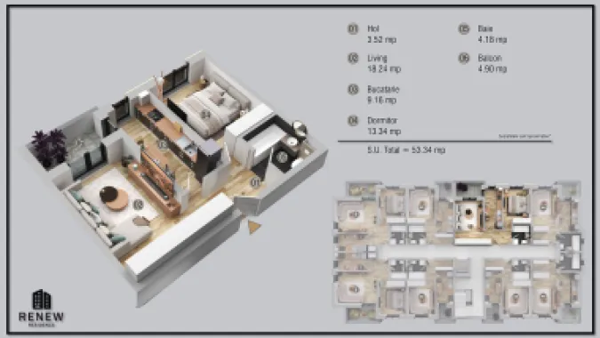 Apartament cu 2 camere iunie 2026 zona Militari Residence