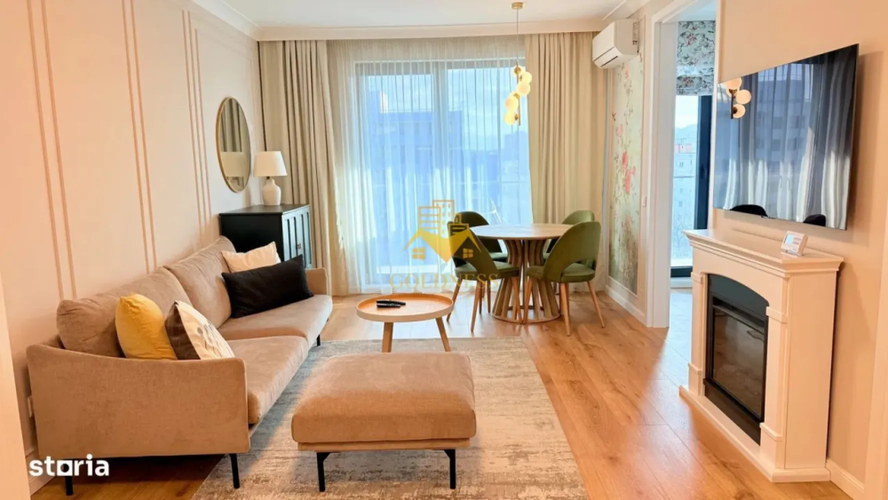 2 camere, premium, AC, garaj, bloc nou, Plopilor zona parcul Rozelor - GOLDNESS Imobiliare vă propune spre închiriere un apartament cu 2 camere open space, complet mobilat și utilat, la etajul 8 într-un imobil de etaje 10, în cartierul Plopilor.

 Apartamentul este compartimentat astfel:
 - dormitor cu pat matrimonial, dulap pentru haine, noptiere, TV
 - living cu bucatarie open-space bucătăria complet utilată, canapea extensibla, loc de servit masa, 
 - baie cu cada, calorifer port prosop inox și dulap pentru depozitare.
- terasa de 12 mp.
Ansamblul detine cea mai mare gradina privata din oras (10.000 mp), privelistea oferind relaxarea necesara fiind departe de zgomotul strazii principale.
Se află în apropierea stațiilor de transport în comun, magazine, restaurante, spații verzi, farmacii, etc. 

Dacă sunteți interesați de acest apartament și doriți să îl vizionați, dar și pentru alte oferte sau detalii nu ezitați să ne contactați telefonic sau prin e-mail - goldnessimobiliare@gmail.com. Vă stăm la dispoziție!