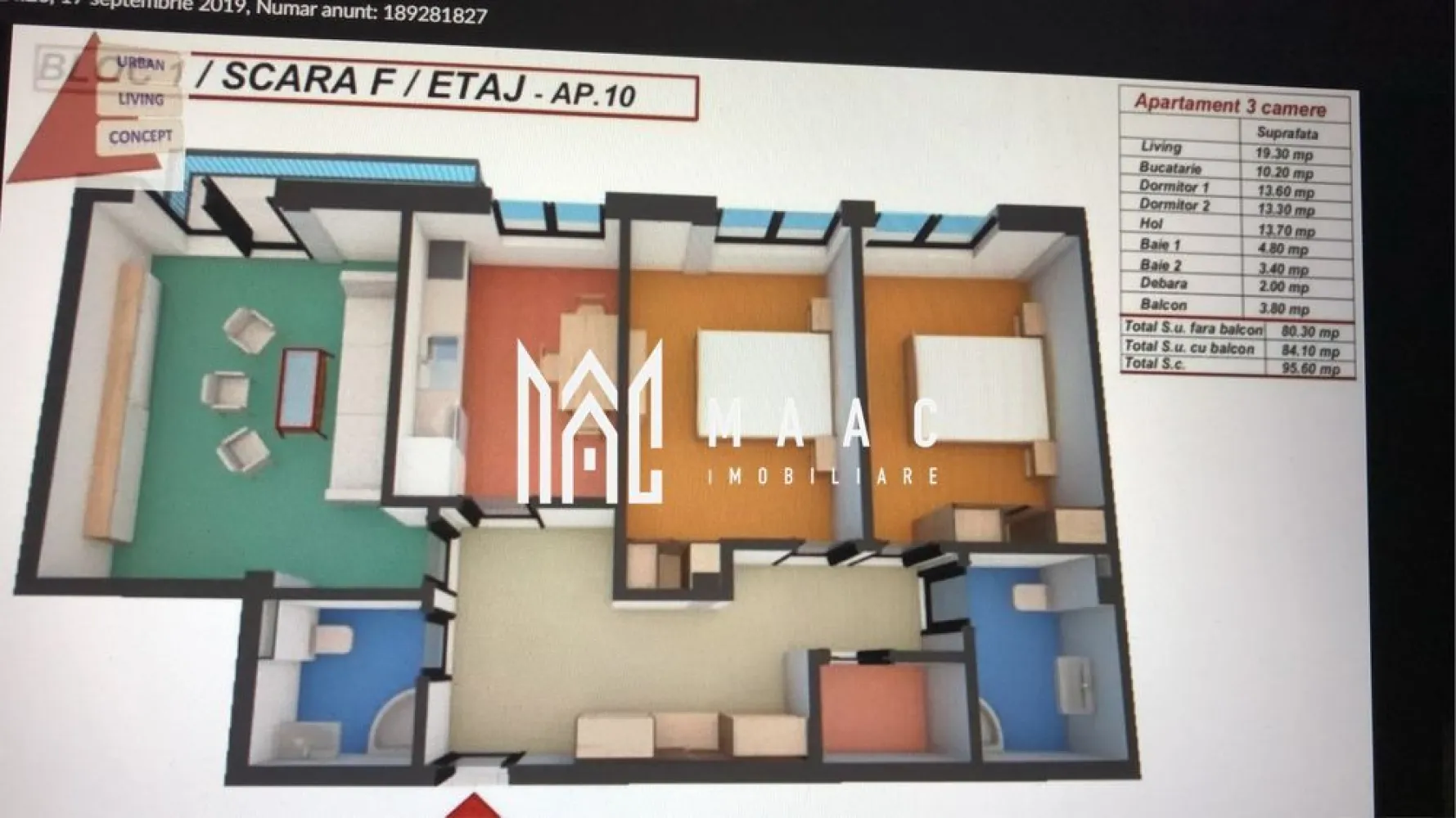 Apartament 3 camere | Etaj 1 | 80 MPU | Balcon | Turnisor