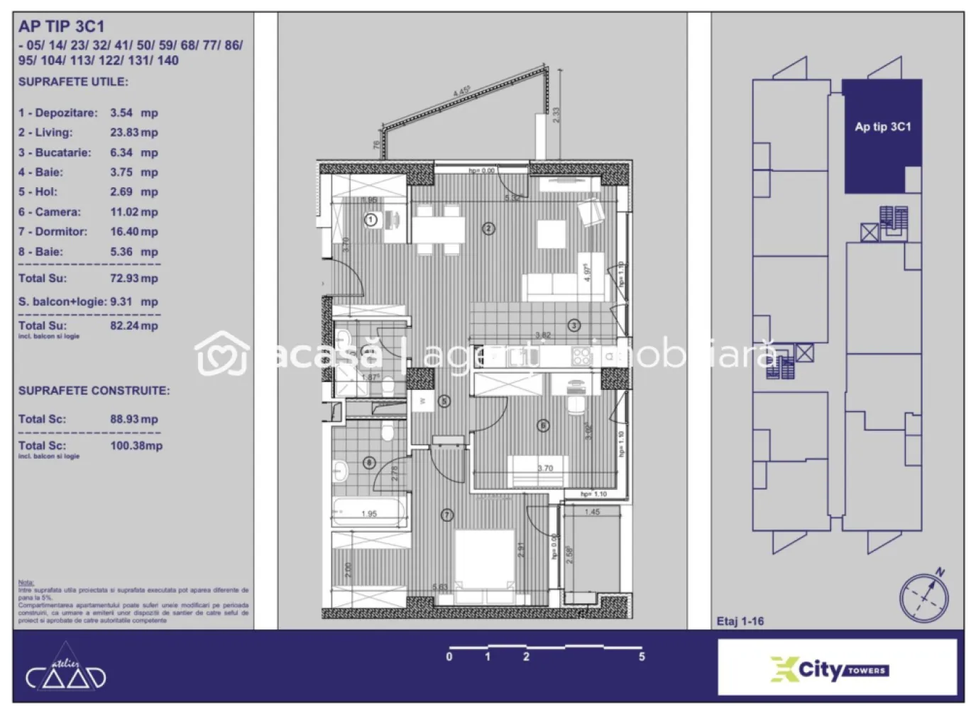 Apartament premium 3 camere în Timișoara cu parcare subterană inclusă - Vă propunem spre vânzare un apartament nou cu 3 camere, spațios și eficient compartimentat, situat în XCity Towers, unul dintre cele mai moderne și bine poziționate ansambluri rezidențiale din Timișoara. Un proiect reper pentru locuirea urbană contemporană, cu accent pe confort, sustenabilitate și valoare pe termen lung.

Apartamentul se vinde direct de la dezvoltator, cu predare în martie 2026, complet finisat la cheie, fiind ideal atât pentru locuire personală, cât și pentru investiție sigură într-o zonă cu cerere ridicată.

Preț: 193.366 € (TVA inclus) | Parcare subterană inclusă în preț
Contact: Sebastian Nica 0722 252 639 

Detalii apartament:
• 3 camere, compartimentare inteligentă
• Suprafață utilă: 82 mp
• Balcon + logie, spații exterioare funcționale
• Living luminos, vitraje mari și expunere excelentă
• Finisaje premium, alese pentru durabilitate și estetică

Dotări și beneficii:
• Încălzire în pardoseală și centrală termică proprie
• Sistem de climatizare modern
• Rolete electrice
• Sistem Smart Home
• Eficiență energetică ridicată, costuri reduse de întreținere
• Materiale și soluții prietenoase cu mediul

Despre ansamblul XCity Towers:
• Arhitectură contemporană și design urban inovator
• Parc privat de aproximativ 6.000 mp, exclusiv pentru rezidenți
• Zone de relaxare și spații dedicate comunității
• Acces rapid către centre comerciale, mijloace de transport, școli și zone verzi
• Ansamblu cu potențial ridicat de apreciere și foarte căutat pentru închiriere

Pentru detalii suplimentare, disponibilitate și programarea unei vizionări: Sebastian Nica – 0722 252 639

Nu dispui de toată suma? Te ajutăm noi gratuit! Îți obținem oferte de la 16 bănci.

Atenție! Imaginile au caracter informativ, preluate din apartamente finalizate și finisate din cadrul complexului!