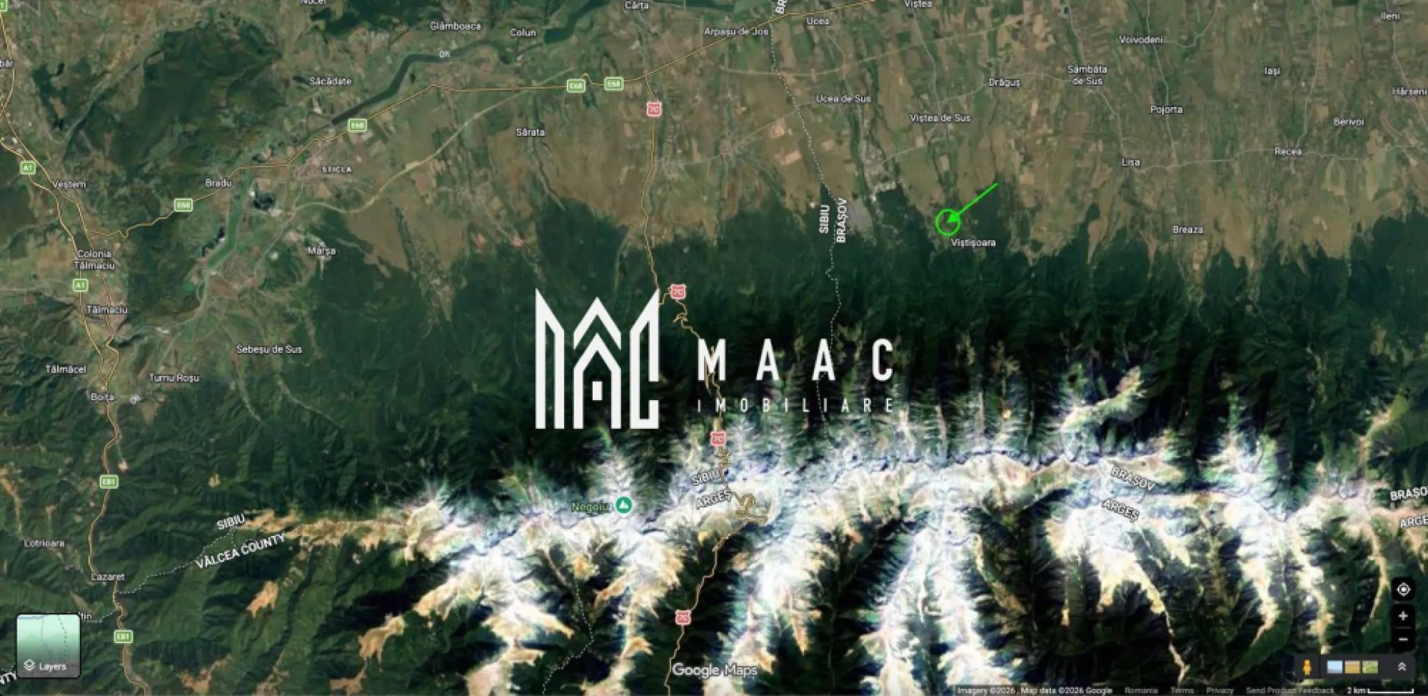 Teren Intravilan | 3300 Mp | Potential de Investitie | Utilitati in Apropiere - MAAC Imobiliare vă propune spre vânzare un teren intravilan situat în Viștișoara, într-o zonă liniștită și apreciată pentru peisajele spectaculoase și apropierea de Munții Făgăraș.

Terenul are o suprafață de 3300 Mp și beneficiază de o deschidere de 20 ml, fiind ideal atât pentru construcția unei case de vacanță, cât și pentru dezvoltarea unei investiții turistice.

 Teren drept
 Acces facil – drum asfaltat până în apropierea terenului
 Utilități în apropiere
 Vedere panoramică către creasta Făgărașului
 Zonă cu pensiuni și potențial turistic ridicat
 Cadru natural deosebit și liniște

Poziționarea excelentă și peisajul impresionant transformă această proprietate într-o oportunitate ideală pentru investiție sau relaxare.

Pentru mai multe detalii sau pentru programarea unei vizionări, vă rugăm să ne contactați specificând ID:CP3085893