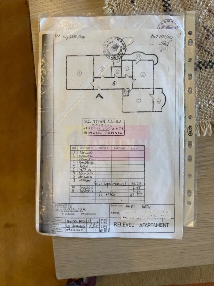 Vanzare apartament 3 camere Nerva Traian -adiacent