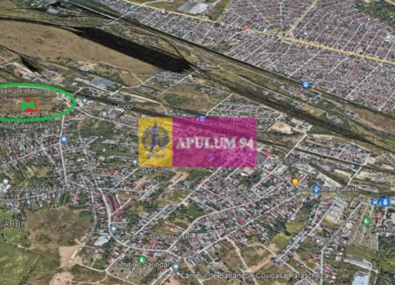 Teren Sectorul 6 - Giulesti Sarbi- Artera Drumul Sabareni - Vă propunem spre cumpărare un teren intravilan Sectorul 6 Bucuresti in zona Giulesti-Sarbi, cu acces din Drumul Sabareni, relativ in apropiere de fostele magazii 16 Februarie, Statia de Gaz - Artera Sabareni, Statia de Asfalt Erbasu, Cimitirul Giulesti-Sarbi, Strada Sculptorilor. Terenul are un front stradal de 36ml la un drum de exploatare (neasfaltat) care se face perpendicular pe strada Drumul Săbăreni, la mica distanta de statia de gaz. Ca si utilitati avem in apropiere gaz si curent electric. Terenul reprezinta o oportunitate ca si achizitie deoarece perspectivele de dezvoltare ale acestei zone sunt mari odata cu aprobarea viitorului plan de urbanism zonal al sectorului 6, numeroase companii facand deja achizitii in aceasta zona ca investitii pe termen mediu. Terenul este proprietatea unei persoane fizice, achizitia terenului fiind nepurtatoare de TVA. Pentru teren exista cadastru si intabulare iar pentru vanzare fiscalul se poate scoate in scurt timp, avem depusă și solicitarea ce certificat de urbanism. Pentru mai multe detalii și programarea de vizionări nu ezitați să mă contactați, Daniel, Apulum94. Facilităm și achiziționarea prin credit ipotecar prin intermediul partenerilor, agenția imobiliară percepe un comision de 3% din prețul de tranzacționare și la vizionare se semnează contract de prestări servicii.
