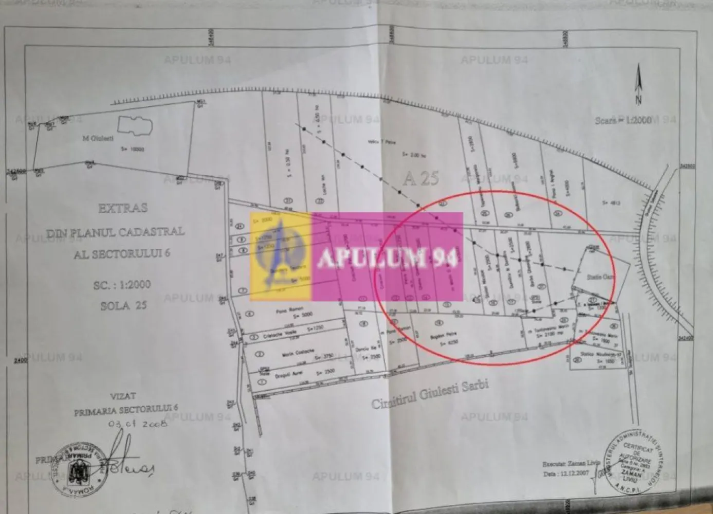 Teren Sectorul 6 - Giulesti Sarbi- Artera Drumul Sabareni - Vă propunem spre cumpărare un teren intravilan Sectorul 6 Bucuresti in zona Giulesti-Sarbi, cu acces din Drumul Sabareni, relativ in apropiere de fostele magazii 16 Februarie, Statia de Gaz - Artera Sabareni, Statia de Asfalt Erbasu, Cimitirul Giulesti-Sarbi, Strada Sculptorilor. Terenul are un front stradal de 36ml la un drum de exploatare (neasfaltat) care se face perpendicular pe strada Drumul Săbăreni, la mica distanta de statia de gaz. Ca si utilitati avem in apropiere gaz si curent electric. Terenul reprezinta o oportunitate ca si achizitie deoarece perspectivele de dezvoltare ale acestei zone sunt mari odata cu aprobarea viitorului plan de urbanism zonal al sectorului 6, numeroase companii facand deja achizitii in aceasta zona ca investitii pe termen mediu. Terenul este proprietatea unei persoane fizice, achizitia terenului fiind nepurtatoare de TVA. Pentru teren exista cadastru si intabulare iar pentru vanzare fiscalul se poate scoate in scurt timp, avem depusă și solicitarea ce certificat de urbanism. Pentru mai multe detalii și programarea de vizionări nu ezitați să mă contactați, Daniel, Apulum94. Facilităm și achiziționarea prin credit ipotecar prin intermediul partenerilor, agenția imobiliară percepe un comision de 3% din prețul de tranzacționare și la vizionare se semnează contract de prestări servicii.