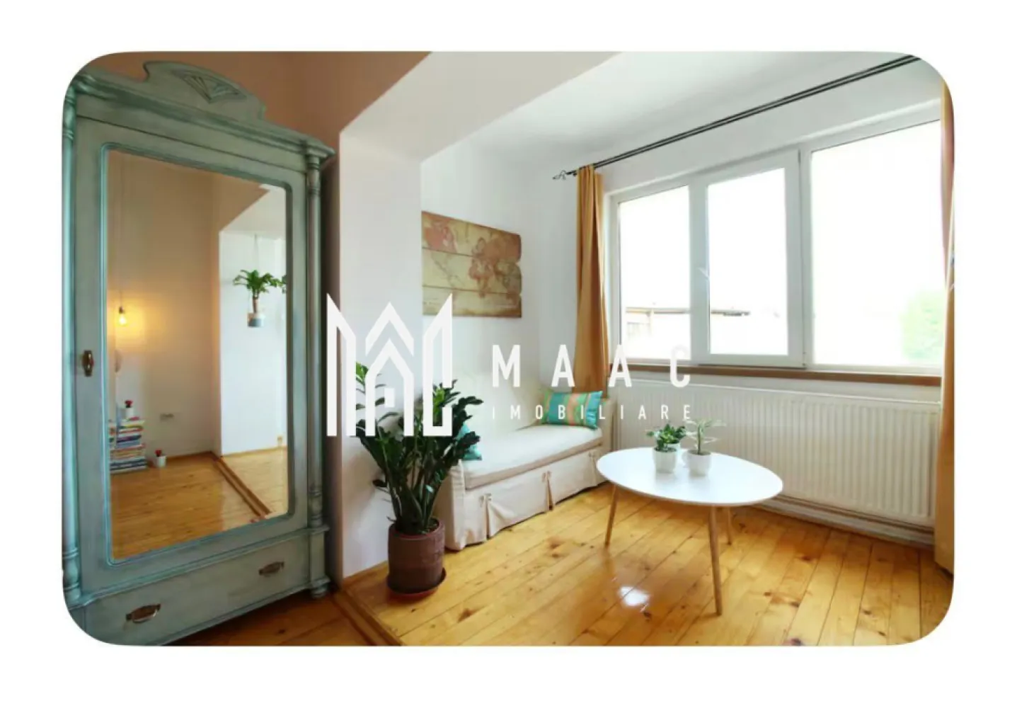 Apartament 3 camere | Etaj 1 | Gradina | Curte | Central - MAAC Imobiliare propune spre inchiriere un apartament cu 3 camere, situat central, spațios, liniștit și luminos, într-o casă protejată ca monument istoric, cu mobilier și decor frumos.

Frumos și funcțional - perfect pentru familii, cupluri, prieteni și călători de afaceri.

Apartamentul are un living, două dormitoare, o bucătărie și o baie.

Apartamentul are o suprafață de aproximativ 75 m² și poate găzdui 6 persoane. Este format dintr-un living cu zonă de luat masa și o canapea mare cu un pat dublu suplimentar, două dormitoare, fiecare cu un pat dublu mare, mult spațiu pentru dulapuri, un birou și o baie cu duș și chiuvetă, toaletă, mașină de spălat, uscător de păr și săpun. Are o bucătărie cu aragaz, cuptor cu microunde, aparat de cafea și frigider. Sunt furnizate și veselă, tacâmuri și toate ustensilele de bucătărie.

Este disponibil și un fier de călcat. TV prin cablu, un televizor, WiFi și parcare gratuită în curte.

Alte informații importante:

Sunt furnizate lenjerie de pat și prosoape proaspete, precum și sfaturi despre atracțiile turistice, dacă este necesar. Oferim acces la grădina noastră. Grădina are un cod PIN la intrare, ceea ce face ușor accesul. Oaspeții celorlalte apartamente din clădire pot folosi și ei această grădină. Este o zonă verde mare, cu electricitate, apă, masă, locuri de relaxare și grătar. Este, de asemenea, un loc minunat pentru ca copiii să se joace afară.

Pentru mai multe detalii specificati: CP2928931