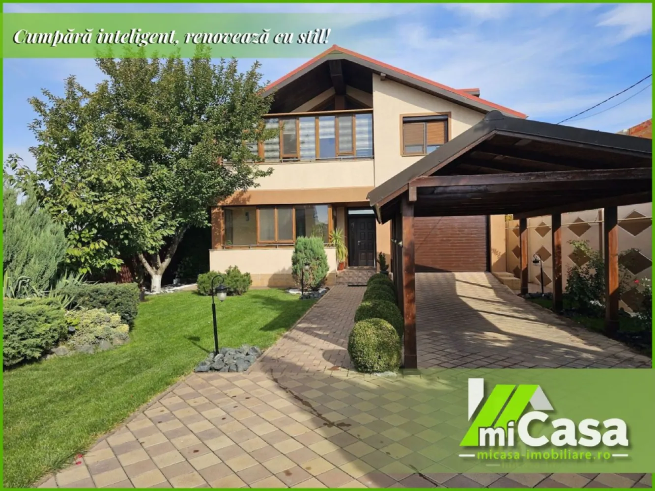 🔑 Vilă modernă cu etaj și pod – Zona Nord, Galați (la 1 minut de METRO) - Descoperă o vilă spațioasă, solid construită și complet utilată, ideală pentru o familie care caută confort, siguranță și intimitate. Amplasată în Zona Nord, cu acces facil pe drum asfaltat și la doar 1 minut de METRO, proprietatea oferă toate facilitățile necesare unei locuințe moderne.

🏠 Detalii proprietate:
Suprafață utilă: 190 mp
Suprafață construită: 252 mp
Teren: 500 mp
Curte: 374 mp
Regim: Parter + Etaj + Pod (necirculabil, izolat cu vată minerală și OSB)
Compartimentare: 4 camere, 2 băi, bucătărie separată, dressing, garaj, 2 terase închise

📋 Compartimentare detaliată:
Parter: living generos, bucătărie închisă, baie, cameră tehnică/uscător, hol, terasă închisă și garaj
Etaj: 3 dormitoare, baie, dressing, hol și terasă închisă

💎 Dotări și avantaje:
Complet mobilată și utilată, renovată în septembrie 2025
Construcție solidă din 2011, cadre și grinzi din beton armat, pereți din BCA, izolație exterioară de 10 cm
Beci înalt și ventilat pe toată suprafața garajului
Curte amenajată cu gazon, grătar din cărămidă, zonă de depozitare și padoc conectat la canalizare
Sistem complet de siguranță: supraveghere video CCTV, video-interfon, alarmă cu senzori de mișcare și geam spart
Porți și ușă garaj electrice, acționate prin telecomandă
3 aparate aer condiționat, centrală termică, rulouri exterioare din aluminiu
Fosă septică betonată mare, vidanjare o dată pe an, cu sistem de drenaj adânc
Puț forat de 35 m, conectat la sistemul casei și la irigațiile curții

💰 Preț: 257.000 €

📞 Contact: miCasa Imobiliare – Galați
Suntem disponibili pentru detalii suplimentare sau pentru a programa o vizionare.

💬 O locuință ca aceasta, complet echipată și modernă, nu apare des pe piață. Nu rata ocazia de a o vedea înainte să fie achiziționată!