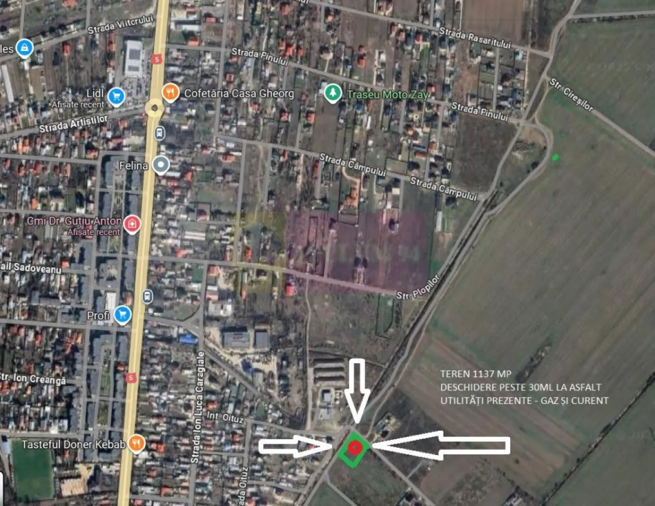 Teren la Asfalt cu utilități alături (Curent & Gaz) lângă București - Vă propun spre cumpărare o suprafață de 1137 mp, un teren perfect pentru a construi un imobil cu o curte decentă. Terenul se află pe strada Fagului, la 5 ml de gaz și curent electric, deci ușor de branșat la utilități, cu două fronturi stradale fiind un teren de colț, pe ambele laturi având deschidere de peste 30ml. În proximitate sunt mai multe case, regimul maxim de înălțime pe zonă este de P+2+M, procentul de ocupare al terenului (amprenta) este între 35% și 45% iar coeficientul de utilizare este în jur de 1 (se poate construi în jur de 1000mp pe acest teren. În proximitate avem Supermarketul Lidl și magazinul Profi. Ca și mijloace de transport avem o stație de autobuz la nici 5 minute mers pe jos lejer de teren. Pentru cei cu auto personal se ajunge foarte ușor de la teren în București pe DN5 Șoseaua Giurgiului ( pâna la Metrou Eroii Revoluției aproximativ 15 minute) sau oriunde pe A0, de la teren și pâna la intrarea pe A0 sunt mai puțin de 2 km. Tot la aproximativ 2km se află și pădurea Vidra iar pe partea opusă la aceeași distanță este Râul Argeș. Terenul are cadastru și intabulare. Pentru mai multe detalii și programarea de vizionări nu ezitați să mă conatactați, Daniel, Apulum94. Facilităm și achiziționarea prin credit ipotecar prin intermediul partenerilor, agenția imobiliară percepe un comision de 3% din prețul de tranzacționare și la vizionare se semnează contract de prestări servicii.
