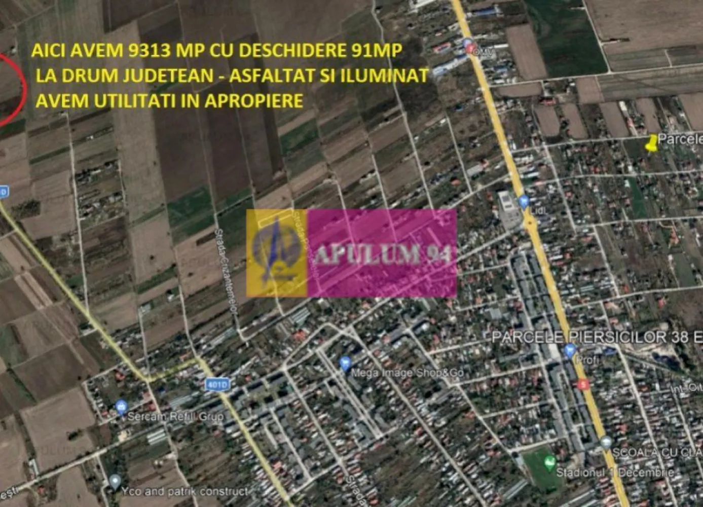 Teren perfect pentru orice tip de proiect - Dezvoltăm localitatea 1 Decembrie din Ilfov. Va propunem spre cumpărare un teren situat la 10 de minute de Bucuresti, in localitatea 1 Decembrie, un teren cu acces facil din DN5 - Șoseaua Giurgiului, din A0 sau din DN6 sau Șoseaua de Centură DNCB. Frontul stradal este extrem de generos la Drum Judetean 401 - drum asfaltat - avem 91ml deschidere direct la asfalt- terenul beneficiază de certificat de urbanism deși terenul se învecinează cu zona de case-vile din apropiere se pretează pentru orice tip de proiect, avem Argeșul la cateva sute de metri, magazin Lidl la 5 minute. Pentru mai multe detalii și programarea de vizionări nu ezitați să mă contactați, Daniel, Apulum94. Facilităm și achiziționarea prin credit ipotecar prin intermediul partenerilor, agenția imobiliară percepe un comision de 3% din prețul de tranzacționare și la vizionare se semnează contract de prestări servicii.