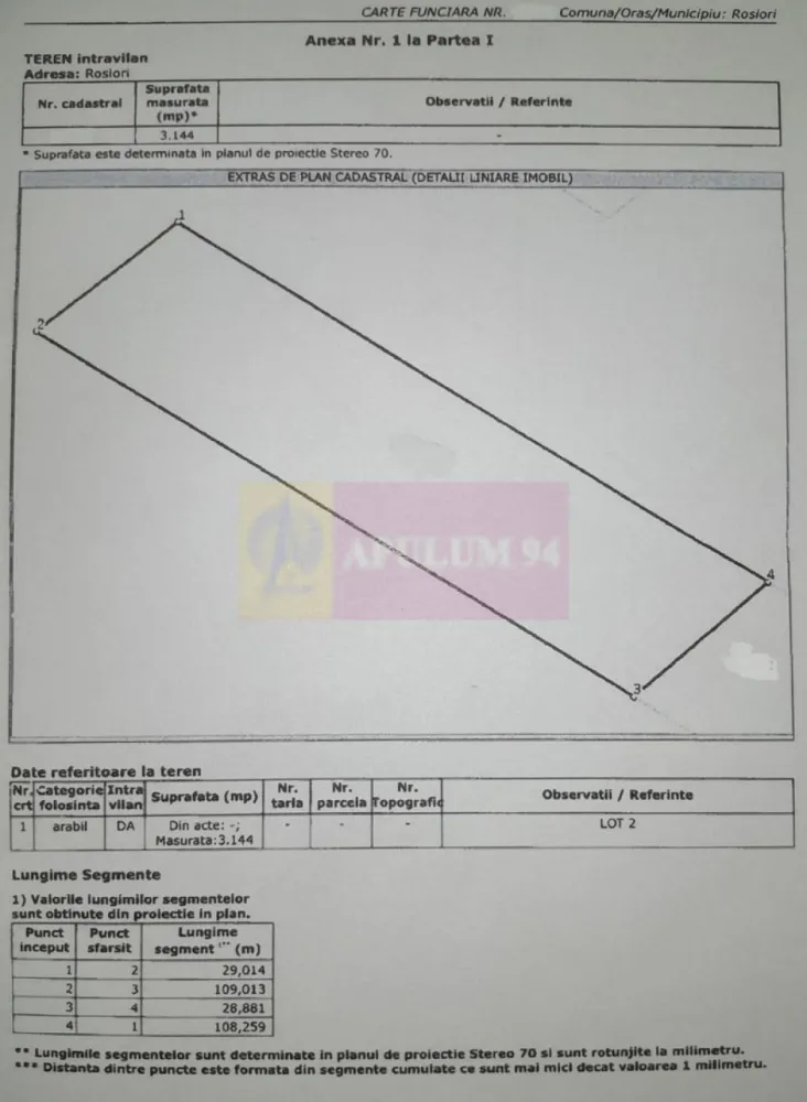 VANZARE TEREN 3100 MP - SAT ROSIORI (IL)