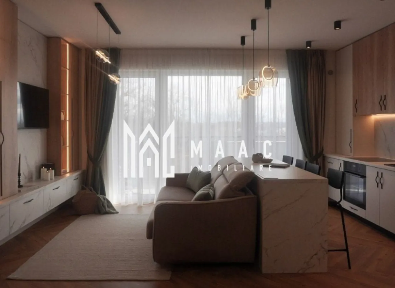 Apartament Premium | 3 camere | Balcon | Garaj subteran | Turnișor - MAAC vă propune spre închiriere un apartament premium cu 3 camere, conceput într-un stil minimalist și funcțional, unde confortul, eleganța și atenția la detalii se îmbină perfect pentru a oferi un spațiu ideal de locuit.

Apartamentul dispune de un living generos cu bucătărie open-space, amenajată modern și echipată cu hotă puternică cu evacuare exterioară, perfectă pentru un plus de confort și eficiență. Zona de zi este completată de o canapea extensibilă, ideală atât pentru relaxare, cât și pentru oaspeți.

Locuința beneficiază de două dormitoare luminoase, două băi finisate premium și mobilier realizat integral la comandă, inclusiv saltelele, pentru un nivel ridicat de confort și un design unitar, modern și rafinat.

Încălzirea se realizează prin pardoseală, cu centrală proprie și termostat individual în fiecare cameră, inclusiv în băi, oferind un control optim al temperaturii și eficiență energetică. Orientarea sud-estică asigură lumină naturală pe tot parcursul zilei.

Unul dintre punctele forte ale proprietății este balconul generos de 10 mp, care poate fi amenajat în funcție de nevoile și preferințele viitorului chiriaș. Proprietarii sunt deschiși la sugestii pentru a transforma experiența locuirii într-una cât mai plăcută.

Apartamentul beneficiază și de loc de parcare în garajul subteran, iar accesul se face într-un ansamblu rezidențial modern și liniștit, cu multă zonă verde, pomi fructiferi, loc de joacă pentru copii, zonă de fitness, spații de relaxare, zonă de grătar și fire pit.

În plus, proprietatea are ieșire către o curte interioară amenajată cu zonă de fructe și legume, flori, arbuști decorativi și spațiu de relaxare, unde se poate oferi acces, dacă se dorește.

Poziționarea este excelentă, într-o zonă liniștită, cu acces facil către magazine precum Profi și Trans Agape, stații de autobuz, zona industrială și aeroport, aflate la aproximativ 5 minute cu mașina, iar centrul orașului și Piața Mare se află la doar 15 minute distanță.

Un apartament ideal pentru cei care își doresc un stil de viață modern, confortabil și echilibrat, într-un cadru verde și liniștit.

Pentru mai multe detalii și vizionări, vă rugăm să menționați ID : CP3081929