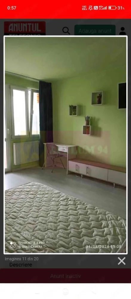 Garsoniera confort 1 Alexandru Obregia - Agentia Imobiliara Apulum94
Ofera spre vânzare garsoniera confort 1 Alexandru Obregia strada Turnu Măgurele sector 4. Renovata complet recent. Gresie, faianță,parchet, termopan, uși interior noi, ușă intrare metalică, instalații sanitare noi totul nou. 
Zona este una liniștită, 
 Vedere pe spate, orientare N-V.