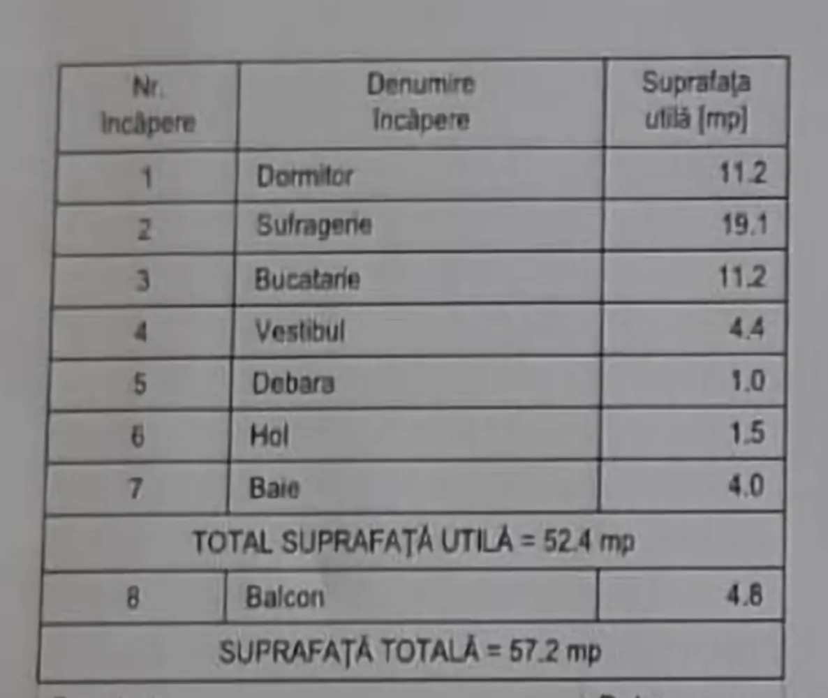 Valea PH apartament 2 camere cu suprafata de 3