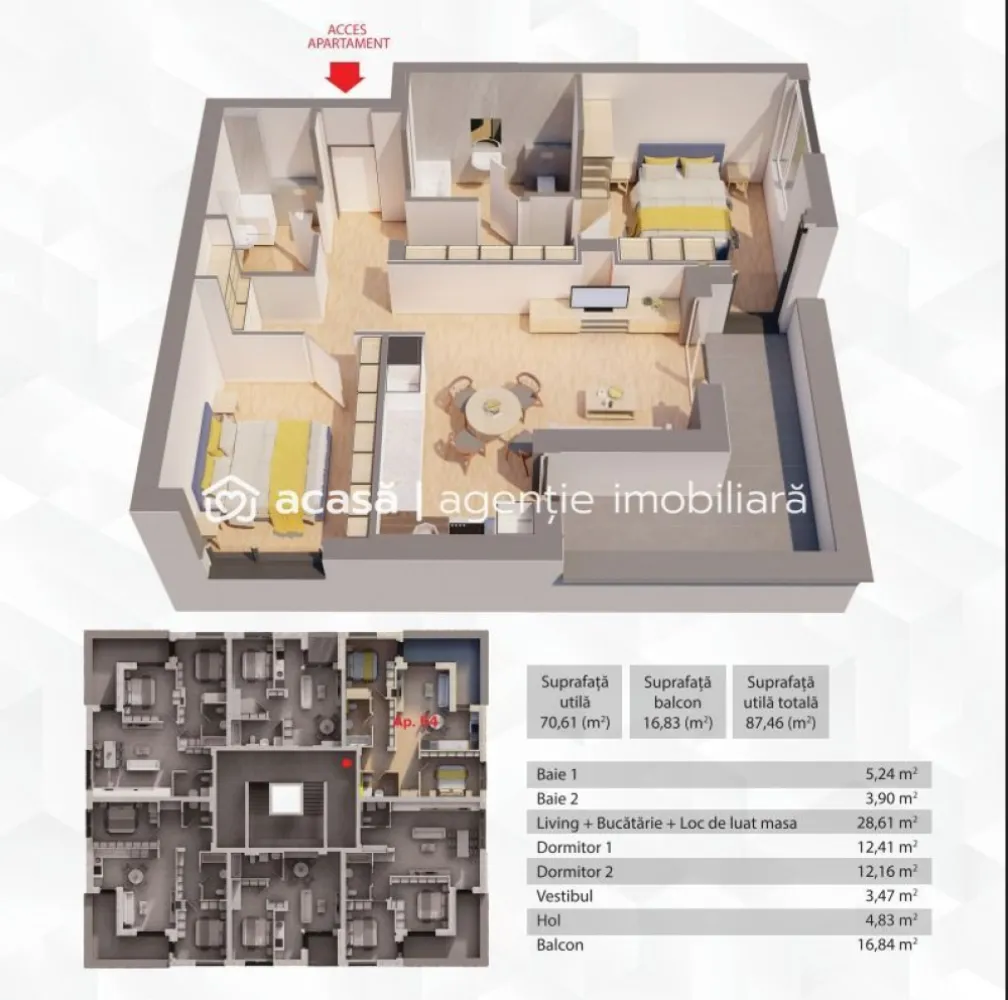 Penthouse 3 camere ARED - 104mp