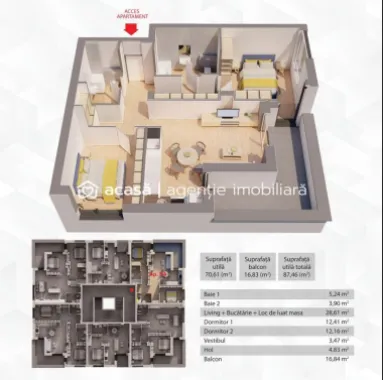 Penthouse 3 camere ARED - 104mp