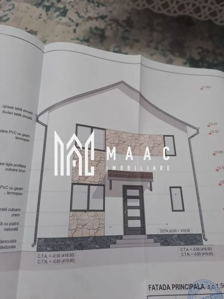 Casă Individuala | 4 camere | 123MPU | Șura Mică - MAAC Imobiliare vă propune spre vânzare o casă modernă, spațioasă și excelent compartimentată, situată într-o zonă rezidențială liniștită și cautată: cartierul Eden din Șura Mică.

Această proprietate reprezintă alegerea ideală pentru o familie care își dorește confortul unei locuințe individuale, beneficiind de o curte generoasă.

Casa este desfășurată pe două niveluri (Parter + Etaj) având o suprafață construită la sol de 77mp pe nivel (suprafața construită desfașurată totală de 154mp) și o suprafață utilă totală de 123 mp. 

Proprietatea dispune de un teren cu o curte liberă amenajabilă

Caracteristici principale:
4 camere luminoase si spațioase
Predare la alb
Bucatarie: Deschisa (open-space), integrată în zona de zi
Ferestre: Profil PVC cu geamuri termopan pentru o izolație termică și fonică optimă
Finisaje deosebite: Pereți cu inserții de piatra naturala, ce ofera un caracter elegant si modern locuinței

Compartimentarea se face astfel:
 Parter 
Living generos de 37.44 mp, ideal pentru petrecerea timpului cu familia, cu spațiu dedicat pentru dining
Birou , pretabil pentru spațiu de lucru de acasă, bibliotecă sau dormitor de oaspeți
Grup sanitar
Înalțimea încăperilor este de 2.80 m, oferind o senzație deosebită de spațiu
 Etaj (Suprafata Utila: 60.76 mp + Balcon)
Dormitor 1 suprafață de 18.90 mp, cu acces direct pe balcon
Dormitor 2 suprafață de 14.94 mp, cu acces direct pe balcon
Dormitor 3 suprafață de 12.00 mp, ideal pentru copii
Baie principală spațioasă de 8.45 mp, prevazută cu spațiu pentru cadă
Hol 
Balcon de 4.24 mp

Proprietatea se predă la alb, fiind o oportunitate excelentă într-un cartier rezidențial curat, aerisit și ferit de agitația orașului, dar cu acces rapid către Sibiu.

Pentru programarea unei vizionări sau pentru mai multe detalii suplimentare, contactați-ne și specificați codul de identificare al proprietății ID: CP3100534