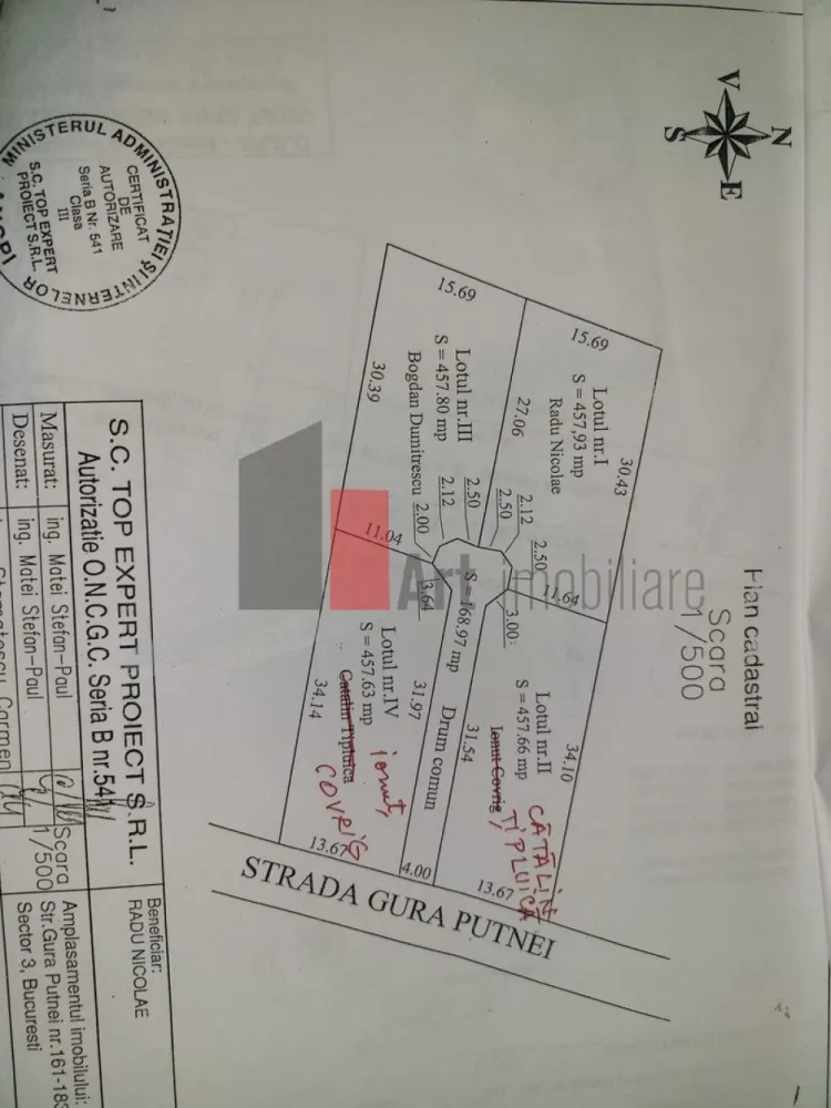 Teren intravilan Titan Parcul Teilor - Va propunem spre achizitie doua loturi de teren intravilan constructii printre ultimele terenuri din zona paracul Teilor ce mai sunt disponibile la vanzare in cartierul Titan pe strada Gura Putnei Ambele terenuri au fiecare o suprafata de 457 mp iar accesul se face printr-un drum de acces cu o lungime de 30 m si o latime de 4 m
 Certificat de urbanism POT 45% CUT maxim pentru P+1=0.9mp CUT maxim pentru P+2=1,.3 cu depasire 0.6 din AC
 Terenul beneficiaza de toate utilitatile. Se pot vinde si separat
 Pentru orice detaliu nu ezitati sa ma contactati