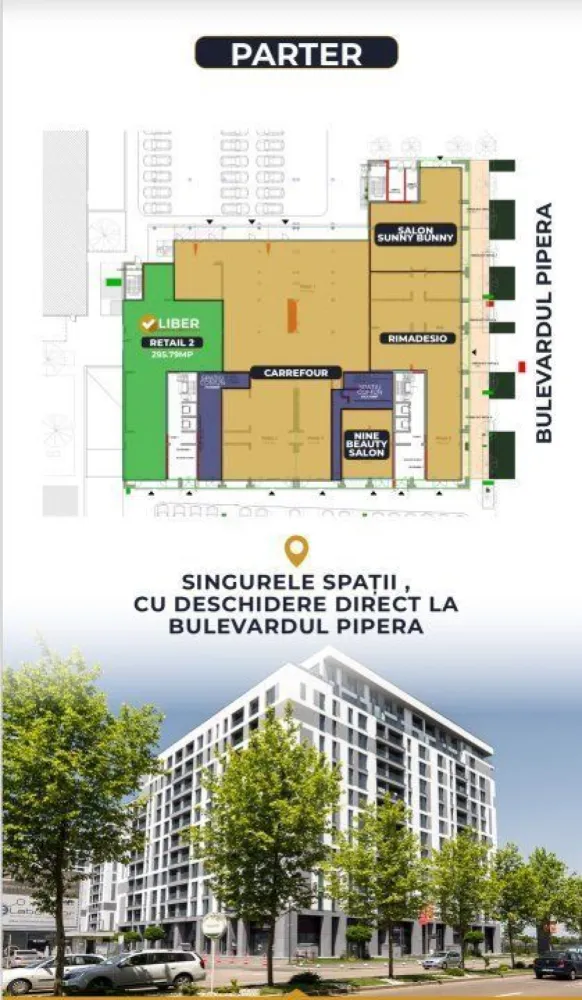 BRASADAS închiriază Sp Com/Office 300mp Cloud9 Pipera, - Agenția BRASADAS închiriază Spatiu comerciale/office disponibil imediat, situat in galeria de retail a ansamblului Cloud 9, finalizat in 2023. 
Cu deschidere directa la Soseaua. Pipera, galeria este compusa din mai multe spatii comerciale/office Clasa A aflate la parterul si mezaninul primului bloc al complexului compus din 4 cladiri.

41 de locuri de parcare disponibile. 
Aproape de metrou  Aurel Vlaicu(600m), ideal pentru acces facil in zona de business din Nordul Bucurestiului, mall Promenda, etc. 

Multiple cai de acces, aviz ISU, personalizare la cerere.

Alti chiriasi in complex: retail - Carrefour, mobilier premium - Rimadesio, beauty. Peste 2000 de apartamente pe o raza de 300 metri si  peste 10.000 de apartamente in dezvoltare.  Trafic auto intens. 

Fotografiile reprezinta sugestii de amenajare.

Pentru mai multe oferte accesați www.brasadas.com