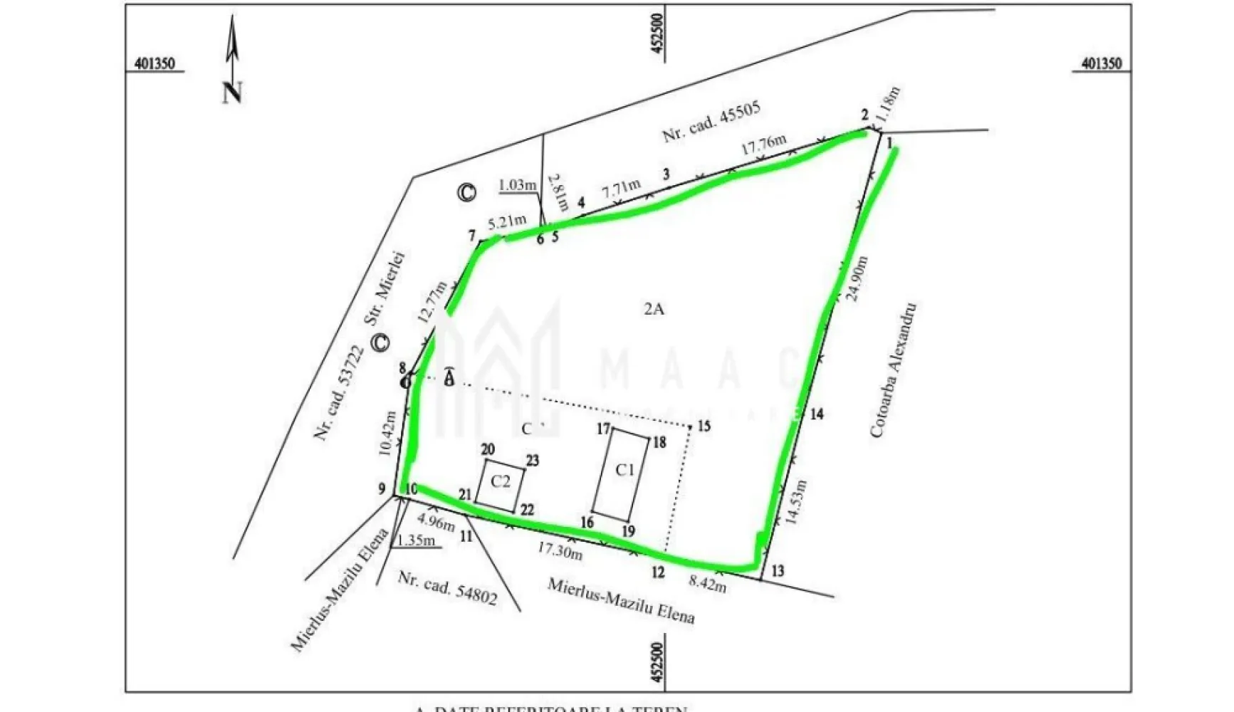 Teren Goranu | 996 mp | - MAAC Imobiliare vă propune spre vânzare un teren intravilan construibil, situat în cartierul Goranu din Râmnicu Vâlcea, pe Intrarea Mierlei, într-o zonă liniștită și în continuă dezvoltare. Proprietatea beneficiază de o poziționare excelentă, acces facil și o panoramă frumoasă, fiind ideală atât pentru construcția unei locuințe individuale, cât și pentru investiție rezidențială.
Terenul are o suprafață totală de 996 mp și este ușor în pantă, oferind posibilitatea realizării unui proiect arhitectural modern, în trepte, cu vedere deschisă asupra zonei.
Caracteristici:
Teren intravilan construibil
Suprafață totală de 996 mp
Situat în Goranu – Râmnicu Vâlcea
Acces stradal
Teren ușor în pantă
Panoramă frumoasă
Zonă liniștită și aerisită
Acte la zi
Certificat de urbanism emis în 2025
Utilități:
Apă la teren
Curent electric la teren
Avantaje:
Acces rapid către centrul municipiului
Zonă în dezvoltare, cu potențial ridicat
Panoramă și poziționare foarte bună
Posibilități multiple de construire
Ideal pentru proiecte rezidențiale moderne
Pentru a programa o vizionare sau pentru mai multe informatii specificati ID 3105881
