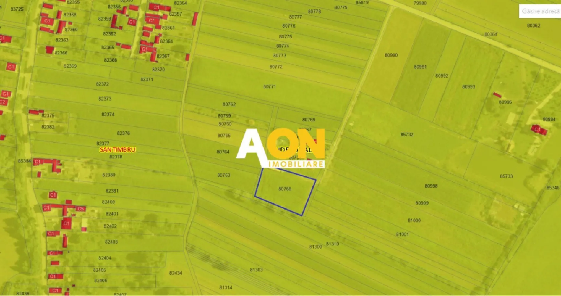 Teren 2800 mp, sat Galtiu, comuna Santimbru - AON Imobiliare va prezinta o parcela de teren cu suprafata de 2800 mp, cu deschidere de 47 metri, situata in sat Galtiu, comuna Santimbru, la iesirea spre sat Coslariu. In vecinatate sunt construite case locuite, iar distanta pana la drum asfaltat este de 220 metri. Terenul poate fi folosit pentru depozitare utilaje, materiale sau masini iar pretul este de 450 euro/luna. ID intern: CP1537365