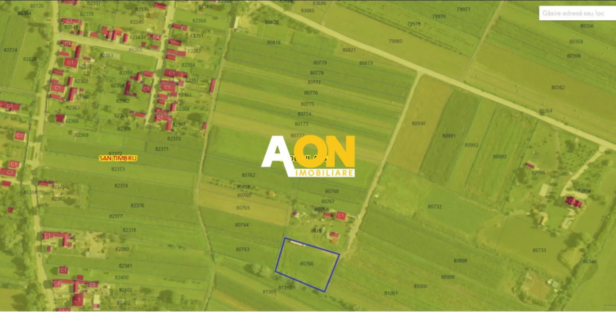 Teren 2800 mp, sat Galtiu, comuna Santimbru - AON Imobiliare va prezinta o parcela de teren cu suprafata de 2800 mp, cu deschidere de 47 metri, situata in sat Galtiu, comuna Santimbru, la iesirea spre sat Coslariu. In vecinatate sunt construite case locuite, iar distanta pana la drum asfaltat este de 220 metri. Terenul poate fi folosit pentru depozitare utilaje, materiale sau masini iar pretul este de 450 euro/luna. ID intern: CP1537365