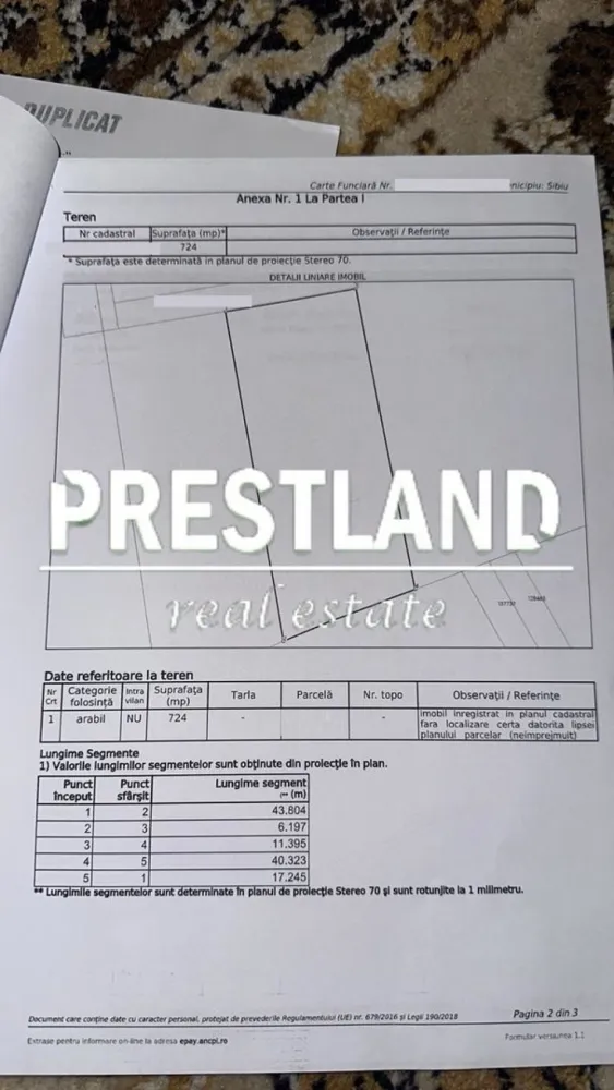 Teren exreavilan in Dealul Sibiului - Vand teren extravilan in suprafță de 724, pretabil pentru casa de facanță cu deschidere la drum de 17.24 ml cu o fundație pe teren imprejmuit cu pomi fructiferi

Preț 36.500 Euro negociabil !!