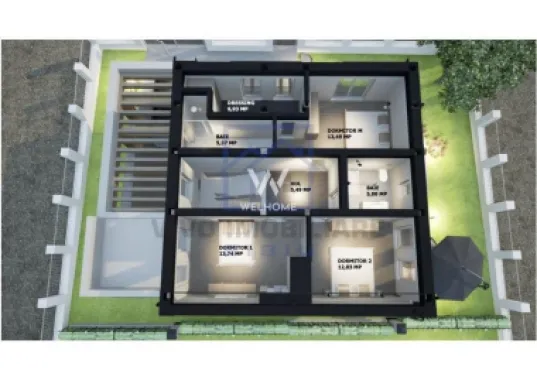 Casă single modernă, eficientă energetic și curte generoasă