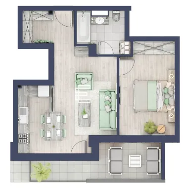 Apartament cu 2 camere, rulouri electrice, încălzire pardoseală, Sibiu