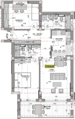 Apartament 3 camere/71 mp, /LA CHEIE /zona Industriala Vest