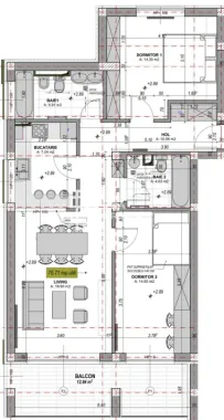 Apartament 3 camere, intabulat, finisat la alb- zona Industriala Vest
