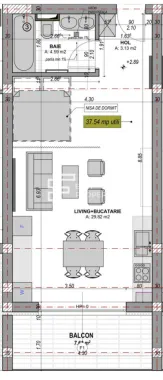 Apartament 1 cameră, 38 mp + logie 8 mp, parcare inclusă – Zona Vest Sibiu