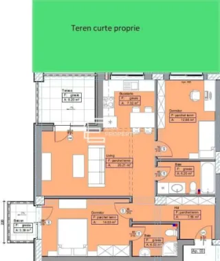 Apartament 3 camere, 71 mp,gradina 42 mp - Selimbar
