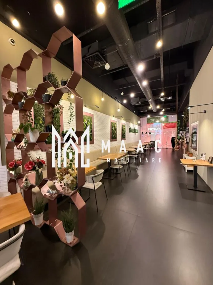 Promenada Sibiu | Afacere la cheie | - MAAC Imobiliare vă propune o oportunitate excelentă de preluare a unei afaceri la cheie, situată în Promenada Mall Sibiu, în zona Food Court, una dintre cele mai circulate și vizibile locații comerciale din oraș.

Spațiul beneficiază de o poziționare premium, fiind amplasat între KFC și Enjoy Sushi, cu trafic constant și expunere foarte bună către fluxul de clienți al centrului comercial.

Restaurantul dispune de o suprafață utilă interioară de 274 mp, la care se adaugă o terasă generoasă de 133 mp, oferind un spațiu ideal pentru desfășurarea activității HoReCa în condiții excelente.

Proprietatea se predă complet mobilată și utilată, fiind pregătită pentru începerea imediată a activității, fără investiții suplimentare .

• Poziționare strategică în Food Court
• Suprafață interioară de 274 mp
• Terasă de 133 mp
• Complet mobilat și utilat
• Pregătit pentru activitate imediată
• Trafic intens și vizibilitate excelentă

Pentru mai multe detalii precizati telefonic ca ati vazut anuntul cu ID: CP3113096