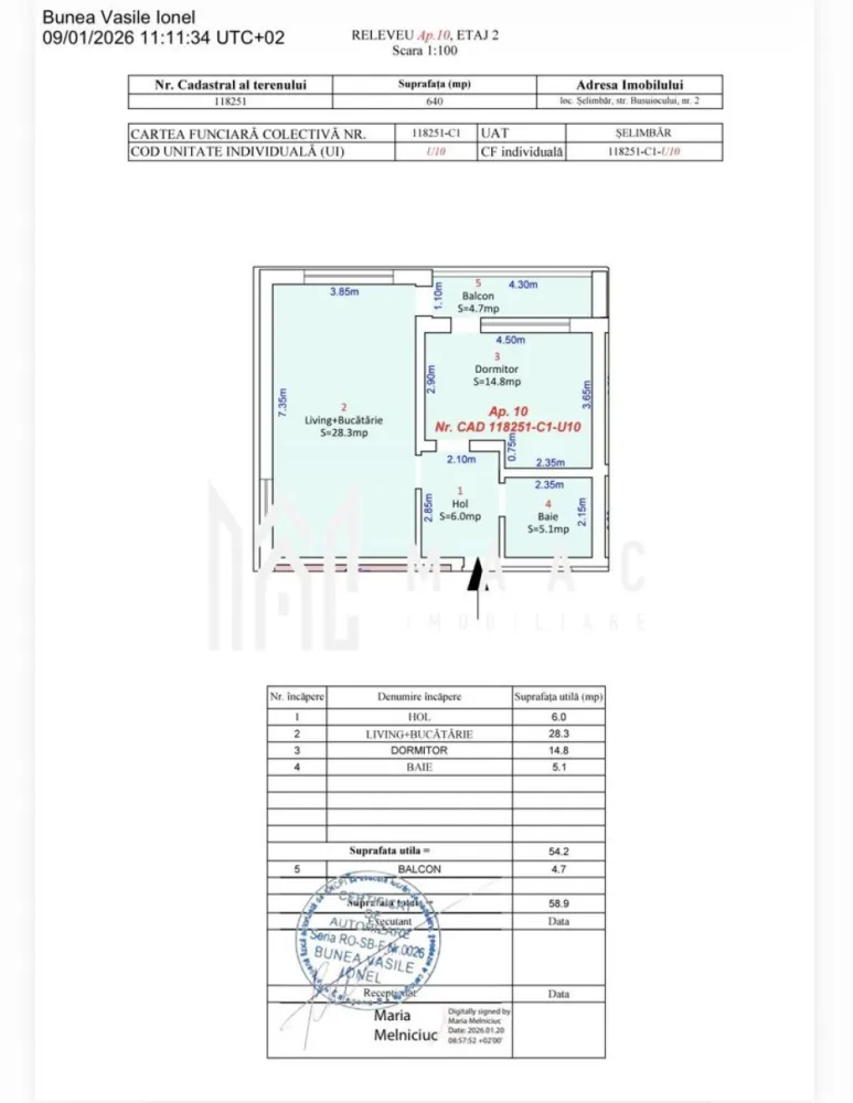 Apartament 2 camere I Etajul 3 I Balcon I Selimbar