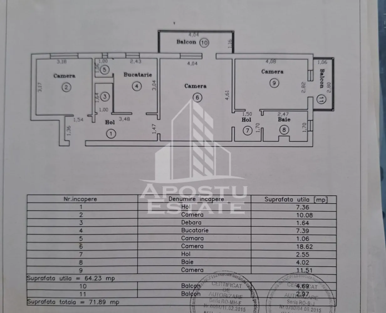 Apartament cu 3 camere, de vanzare, zona Kiriac, Timisoara