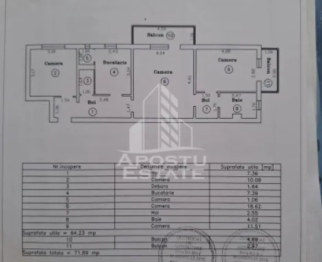 Apartament cu 3 camere, de vanzare, zona Kiriac, Timisoara