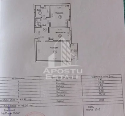 Apartament cu 2 camere, de vanzare, zona Girocului, Timisoara