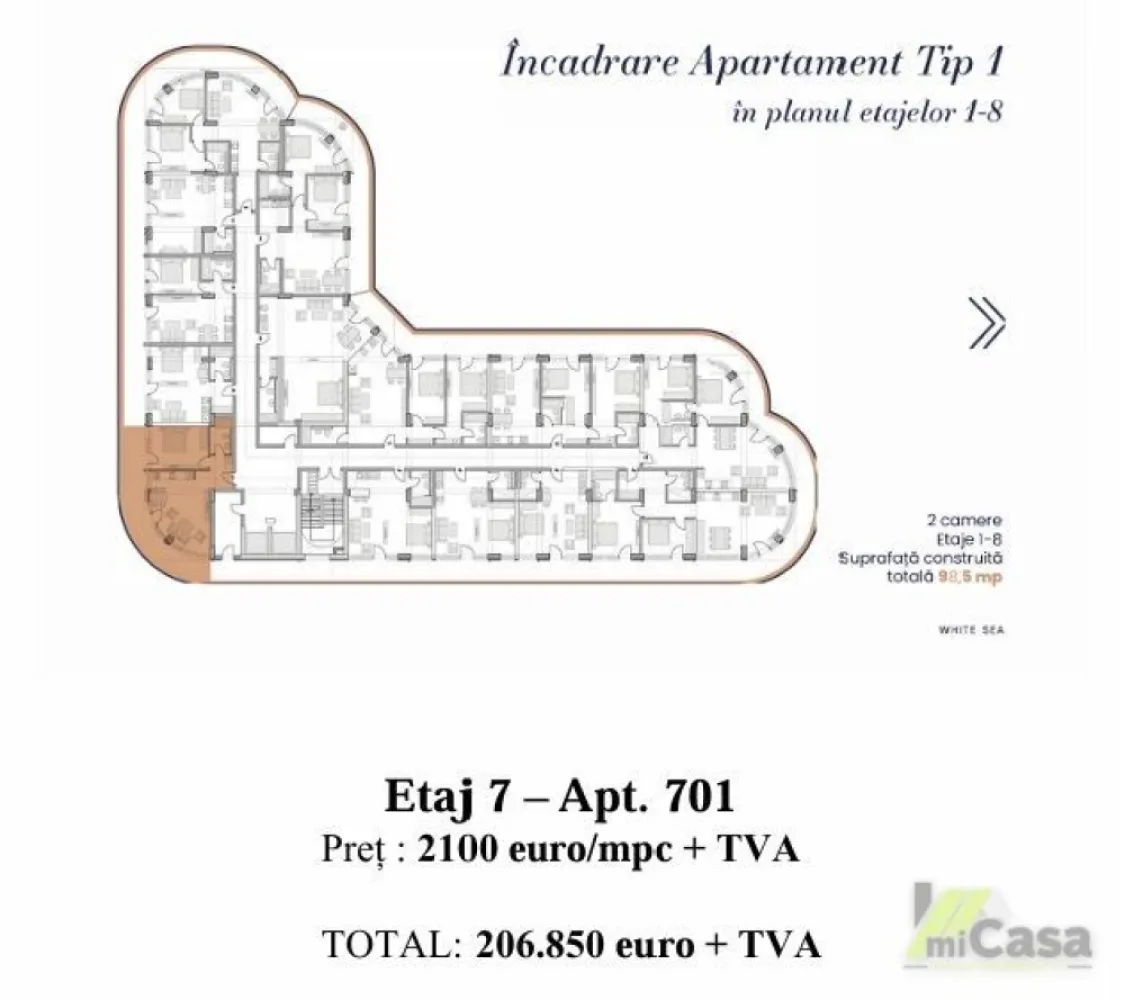 Apartament 2 Camere - Complex Rezidențial WHITE SEA - Mamaia