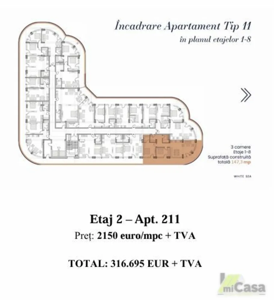 Apartament 3 Camere - Complex Rezidențial WHITE SEA - Mamaia