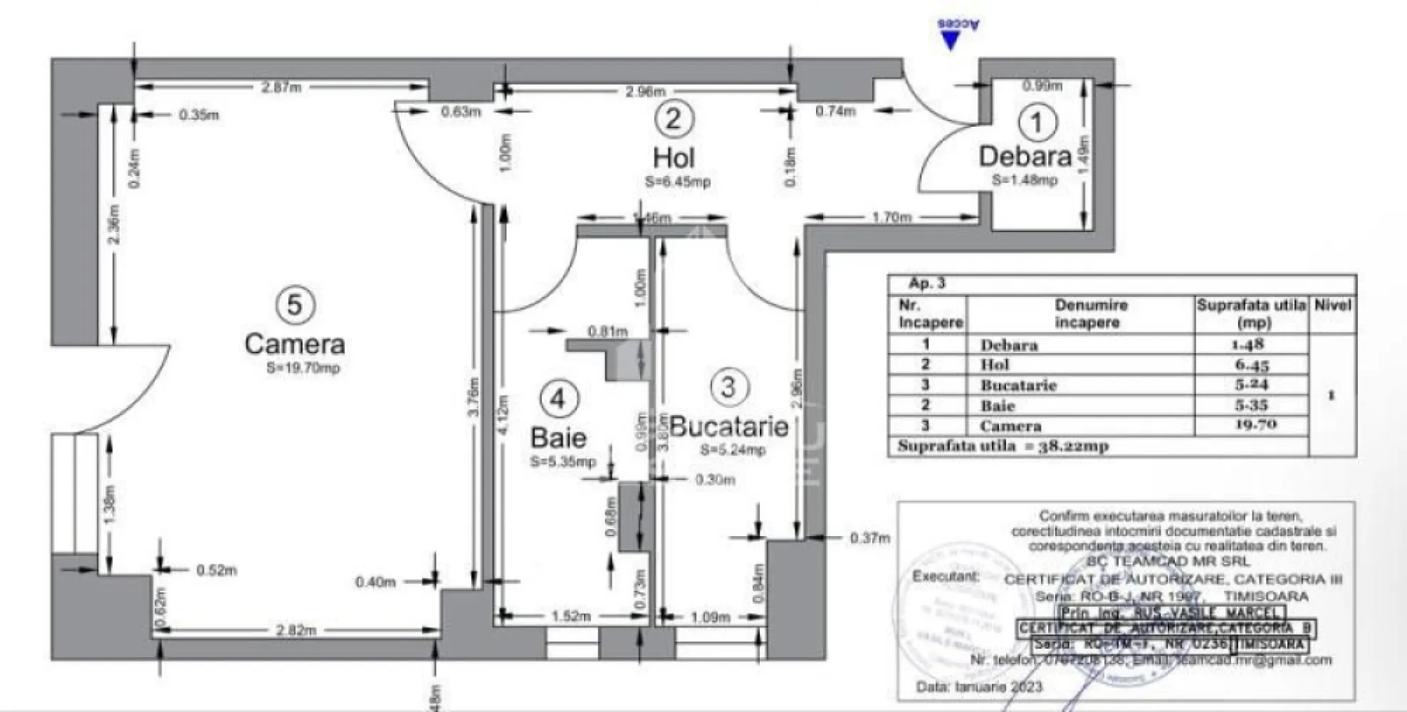 Apartament cu 1 camera, de vanzare, zona Soarelui, Timisoara - Agentia imobiliara APOSTU ESTATE va ofera spre vanzare un apartament 1 camera, mobilat si utilat, localizat in judetul Timis, Timisoara, zona Soarelui

Apartamentul are o suprafata de 38 mp utili si este situat la etajul 1 intr-un bloc cu 8 etaje, cu lift.

- Hol de acces

- Bucatarie

-Camera

- Baie

Confortul termic este asigurat prin intermediul termoficarii, dar se poate monta centrala proprie pe gaz.

Zona cu numeroase facilitati si puncte de interes precum: acces rapid si usor la mijloacele de transport in comun, si alte supermarket-uri in apropiere, farmacii, institutii de invatamant, restaurante, baruri, cafenele si multe altele.

Agentia imobiliara Apostu Estate va ofera consultanta bancara gratuita prin intermediul colaboratorilor nostri pentru alegerea celui mai potrivit tip de credit, astfel incat tu sa devi noul proprietar al acestui apartament.

Va asteptam cu drag la o vizionare!