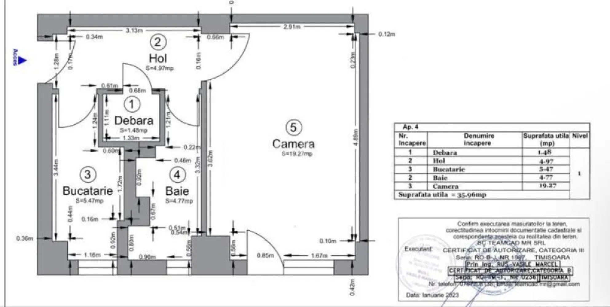 Apartament cu 1 camera, de vanzare, zona Soarelui, Timisoara - gentia imobiliara APOSTU ESTATE va ofera spre vanzare un apartament 1 camera, mobilat si utilat, localizat in judetul Timis, Timisoara, zona Soarelui

Apartamentul are o suprafata de 36 mp utili si este situat la etajul 1 intr-un bloc cu 8 etaje, cu lift.

- Hol de acces

- Bucatarie

-Camera

- Baie

Confortul termic este asigurat prin intermediul termoficarii, dar se poate monta centrala proprie pe gaz.

Zona cu numeroase facilitati si puncte de interes precum: acces rapid si usor la mijloacele de transport in comun, si alte supermarket-uri in apropiere, farmacii, institutii de invatamant, restaurante, baruri, cafenele si multe altele.

Agentia imobiliara Apostu Estate va ofera consultanta bancara gratuita prin intermediul colaboratorilor nostri pentru alegerea celui mai potrivit tip de credit, astfel incat tu sa devi noul proprietar al acestui apartament.

Va asteptam cu drag la o vizionare!