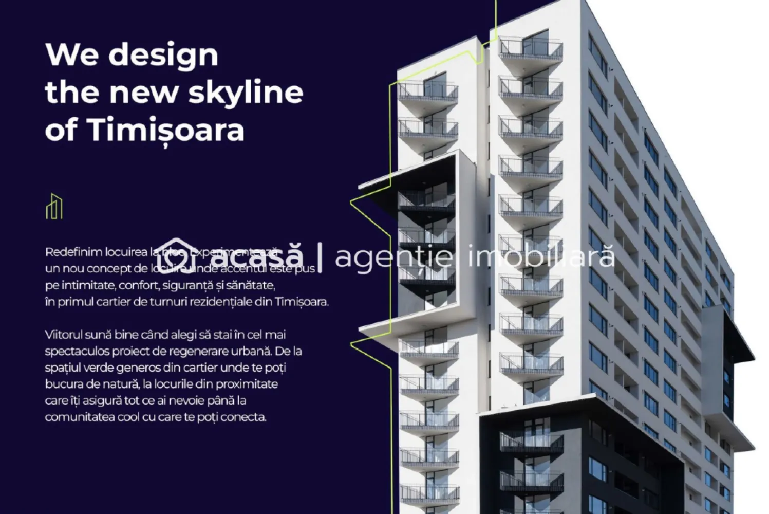 Etaj 16 - Apartament 3 camere - XCity Towers, Timișoara - Cauți un apartament modern, într-un complex de referință, cu cerere mare la vânzare și închiriere?

Îți propun un apartament nou în XCity Towers, unul dintre cele mai spectaculoase și moderne proiecte rezidențiale din Timișoara – gândit pentru un stil de viață urban, eficient și contemporan.

💰 Preț listare: 159.807€ + TVA | Comision 0%
📐 Suprafață construită: 100 mp
🏢 Etaj: 16 / 16
🚗 Loc de parcare subteran inclus

🏡 Configurație apartament (73 mp utili):
Living cu bucătărie open-space
2 dormitoare luminoase
2 băi
Balcon
Bloc nou cu lift

🔧 Dotări & confort:
Încălzire în pardoseală
Aer condiționat
Rolete electrice
Sistem Smart Home – control facil al confortului
Apartament complet finisat la predare
Loc de parcare subteran inclus în preț

De ce XCity Towers?
Proiect emblematic al Timișoarei, recunoscut pentru: design contemporan; luminozitate excelentă; eficiență energetică.

Cerere constant ridicată, disponibilitate limitată – potrivit pentru: locuire urbană modernă sau investiție cu randament ridicat (închiriere medie sau long-term)

📍 Zona & facilități: Infrastructură completă; Acces rapid la centre comerciale, transport public, spații verzi; Zonă cu cerere în creștere la închiriere.

Achiziția se face direct de la dezvoltator, fără comision, cu transparență totală în proces.

📞 Sună‑mă acum să programăm o vizionare, sunt Mihai Molnar și am numărul de telefon: 0761 899 230

📸 Imaginile au caracter informativ, preluate din apartamente finalizate și finisate din cadrul complexului.

💳 Nu dispui de toată suma? Te ajutăm gratuit! Îți obținem oferte de la 16 bănci.

🏠 Ai o proprietate de vânzare în Arad și vrei să știi cât valorează cu adevărat! Sună‑mă pentru o evaluare gratuită, fără obligații.

🏢 ACASĂ | Agenție imobiliară Arad
Bulevardul Decebal 2, Arad 310133

#acasaarad #xcitytowers #imobiliaretimisoara #timisoara #xcity #molnar