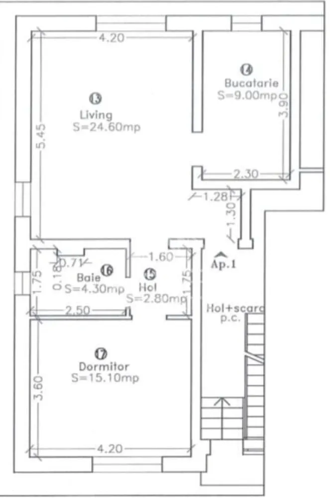 Apartament cu 2 camere mobilat cu gradina proprie de 50 mp in Giroc.